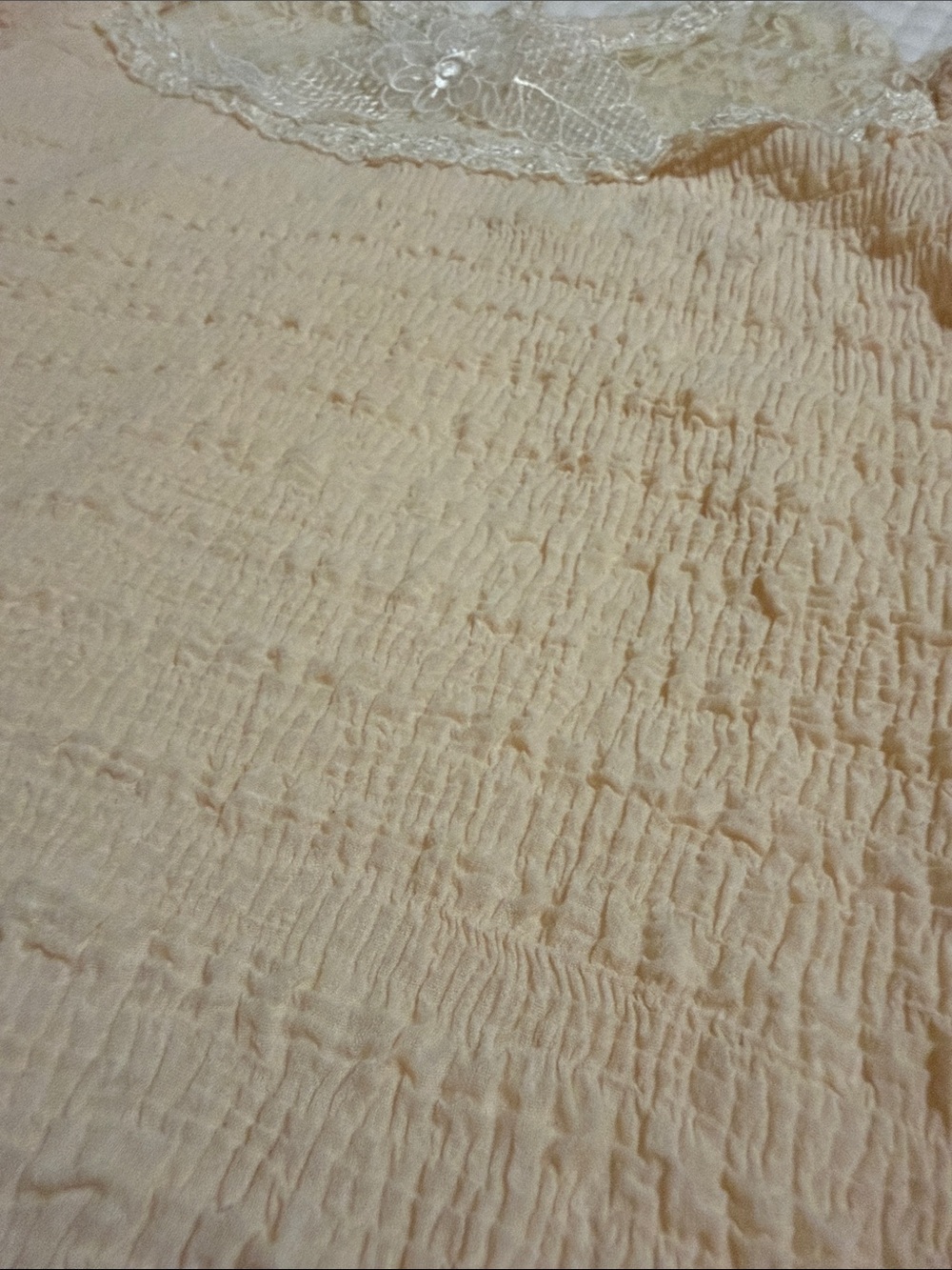 Lace Yoke Textured Blouse in Light Peach - Picture 5 of 9